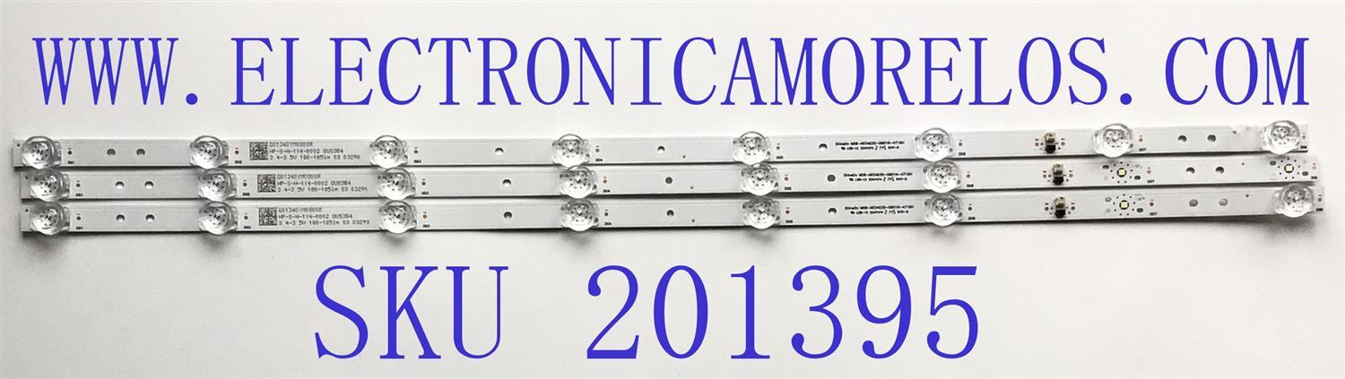KIT DE LEDS PARA TV LG (3 PZ) / NUMERO DE PARTE SHINEON M08-AR34030-0801N-4718H / G01340YM0800R / HP-S-H-1Y4-0002 / QUS3B4 / PANEL CT340WFDA / MODELO 34WP500-BJ.AUSECDN